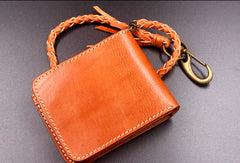 Handmade billfold leather wallet men biker chain trucker leather billfold wallet for men him - EverHandmade