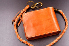 Handmade billfold leather wallet men biker chain trucker leather billfold wallet for men him - EverHandmade