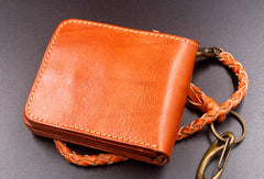 Handmade billfold leather wallet men biker chain trucker leather billfold wallet for men him - EverHandmade