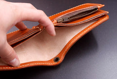 Handmade billfold leather wallet men biker chain trucker leather billfold wallet for men him - EverHandmade