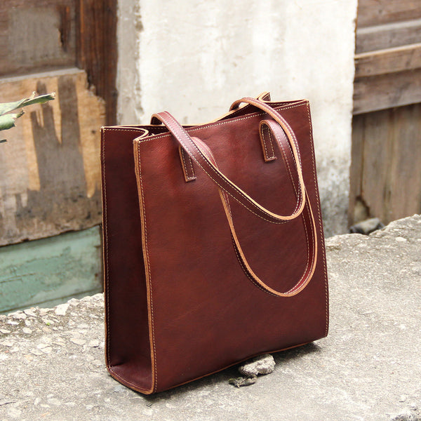 Handmade vintage womens leather tote bags shoulder bag for women - EverHandmade