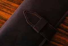 Handmade vintage purse leather wallet long phone wallet clutch wallet coffee brown men