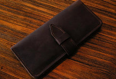 Handmade vintage purse leather wallet long phone wallet clutch wallet coffee brown men - EverHandmade