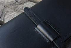 Handmade Black womens leather wallet long wallet clutch wallet for women