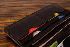 Handmade vintage purse leather wallet long phone wallet clutch wallet coffee brown men - EverHandmade
