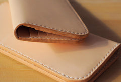 Handmade vintage purse leather wallet long phone wallet clutch wallet beige women men - EverHandmade