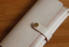 Handmade custom vintage purse leather wallet long phone wallet beige women - EverHandmade