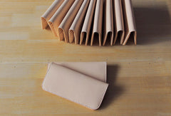 Handmade vintage purse leather wallet long phone wallet clutch wallet beige women men - EverHandmade