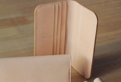 Handmade vintage purse leather wallet long phone wallet clutch wallet beige women men - EverHandmade