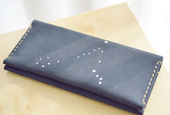 Handmade Women Leather Long Wallet Purse Clutch Wallet Constellation - EverHandmade