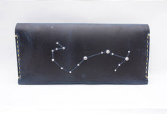 Handmade Women Leather Long Wallet Purse Clutch Wallet Constellation - EverHandmade