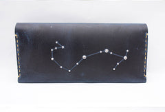 Handmade Women Leather Long Wallet Purse Clutch Wallet Constellation