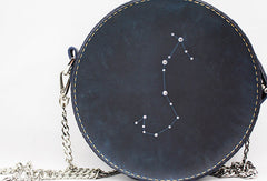 Handmade Leather round bag shoulder bag constellation women leather crossbody bag - EverHandmade
