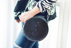 Handmade Leather round bag shoulder bag constellation women leather crossbody bag - EverHandmade