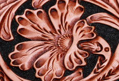 Handmade leather Beige Black floral wallet leather women men Long Wallet clutch Tooled wallet - EverHandmade