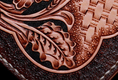Handmade leather Beige Black floral wallet leather women men Long Wallet clutch Tooled wallet - EverHandmade