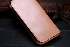 Handmade leather blue beige flowers wallet leather zip women clutch Tooled wallet - EverHandmade