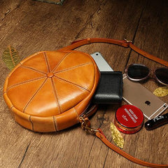 Round Shaped Purses Leather Circle Bag Round Crossbody Purse - Annie Jewel