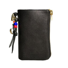 Handmade Cool Leather Mens Black Key Wallet Car Key Holder Brown Card Holder for Men