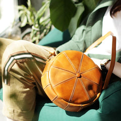 Round Shaped Purses Leather Circle Bag Round Crossbody Purse - Annie Jewel