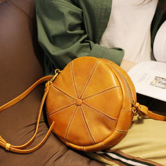 Round Shaped Purses Leather Circle Bag Round Crossbody Purse - Annie Jewel