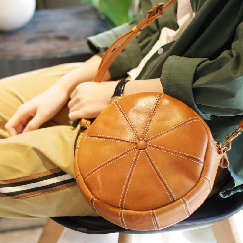 Round leather handbags cheap