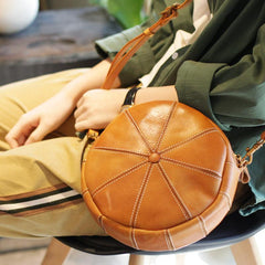 Round Shaped Purses Leather Circle Bag Round Crossbody Purse - Annie Jewel