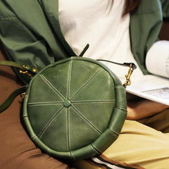 Green Round Leather Purse Leather Circle Purse - Annie Jewel