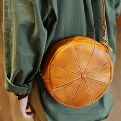 Round Shaped Purses Leather Circle Bag Round Crossbody Purse - Annie Jewel