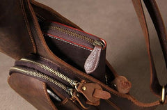 Leather Vintage Brown Mens Sling Bag Shoulder Sling Bag Chest Bag for men