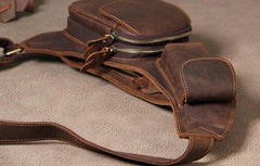 Vintage Leather Mens Sling Bag Shoulder Sling Bag Chest Bag for men