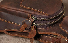 Leather Vintage Brown Mens Sling Bag Shoulder Sling Bag Chest Bag for men