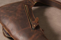 Leather Vintage Brown Mens Sling Bag Shoulder Sling Bag Chest Bag for men