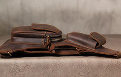 Leather Vintage Brown Mens Sling Bag Shoulder Sling Bag Chest Bag for men