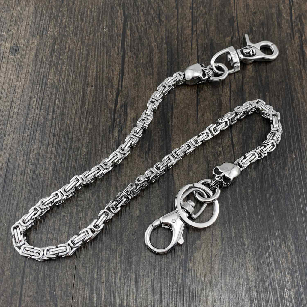 Badass Double Silver Wallet Chain Long Biker Wallet Chain Punk Pants C –  iChainWallets