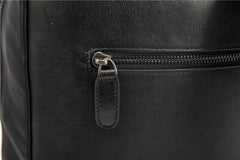 Black Leather Mens 14inch Laptop Backpack Backpacks School Backpack Travel Backpack for Men