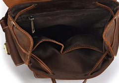 Vintage Leather Brown Mens Backpack School Backpack Travel Backpack Bags for Men