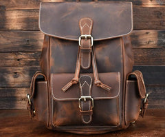Vintage Leather Brown Mens Backpack School Backpack Travel Backpack Bags for Men
