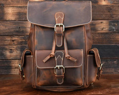 Vintage Leather Brown Mens Backpack School Backpack Travel Backpack Bags for Men