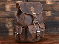 Vintage Leather Brown Mens Backpack School Backpack Travel Backpack Bags for Men