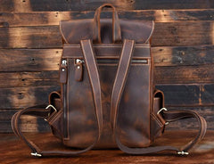 Vintage Leather Brown Mens Backpack School Backpack Travel Backpack Bags for Men
