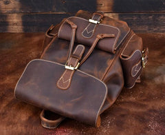Vintage Leather Brown Mens Backpack School Backpack Travel Backpack Bags for Men