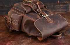 Vintage Leather Brown Mens Backpack School Backpack Travel Backpack Bags for Men