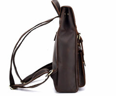 Vintage Leather Coffee Mens Backpack Satchel Backpack Travel Backpack Bags for Men