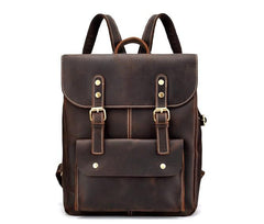 Vintage Leather Coffee Mens Backpack Satchel Backpack Travel Backpack Bags for Men