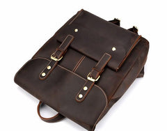 Vintage Leather Coffee Mens Backpack Satchel Backpack Travel Backpack Bags for Men
