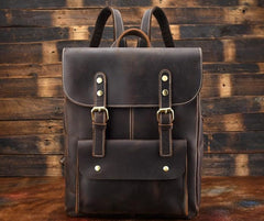 Vintage Leather Coffee Mens Backpack Satchel Backpack Travel Backpack Bags for Men