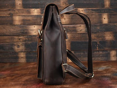 Vintage Leather Coffee Mens Backpack Satchel Backpack Travel Backpack Bags for Men