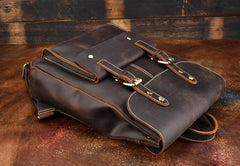 Vintage Leather Coffee Mens Backpack Satchel Backpack Travel Backpack Bags for Men