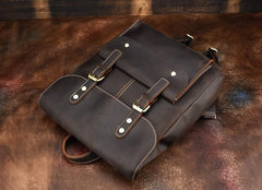 Vintage Leather Coffee Mens Backpack Satchel Backpack Travel Backpack Bags for Men